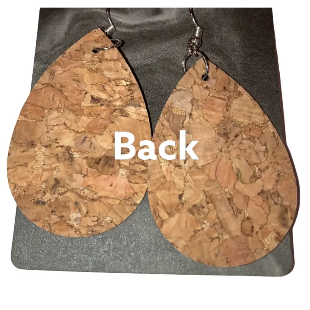 SALE!! Handmade Double Sided Cork Earrings - Picture 3 of 7